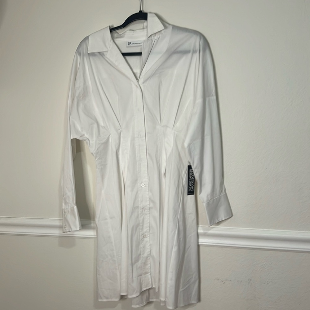 New York & Co. Fitted shirt dress size M. White